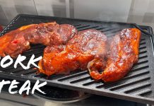 I’m Cooking Pork Steaks on the Lodge Cast Iron Grill & Griddle Cooking Pork Steak on the Lodge Reversible Grill and Griddle Philippines Lifestyle