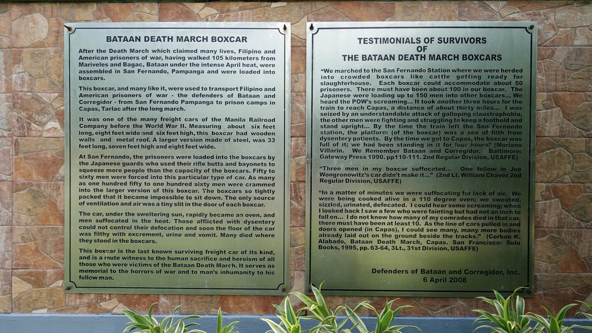 Bataan Death March Boxcar Capas National Shrine History Monument
