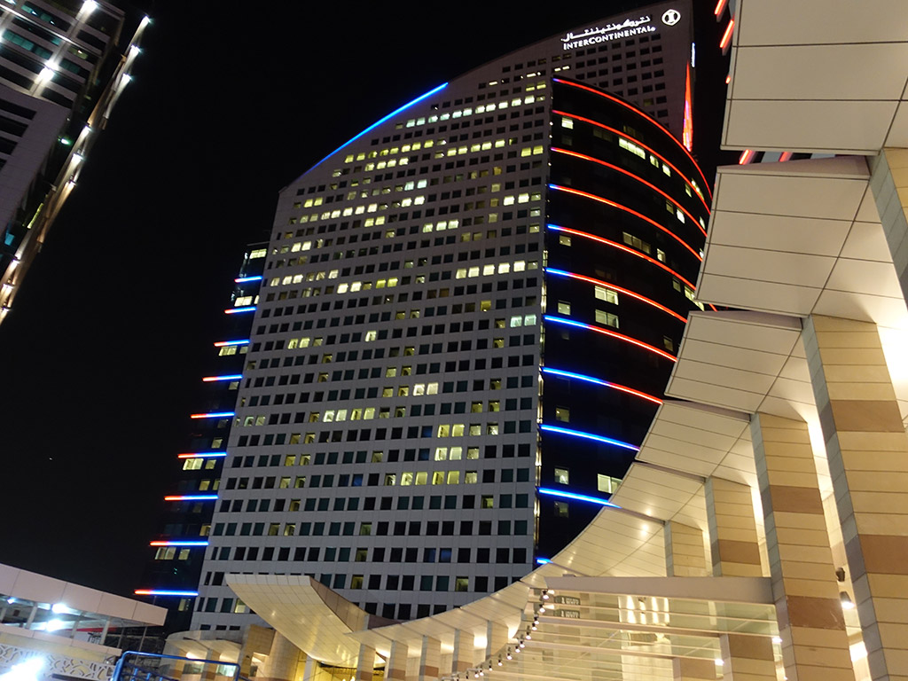 Best Hotel in Dubai Intercontinental Dubai Festival City Review Photo at Night Sony RX100 V