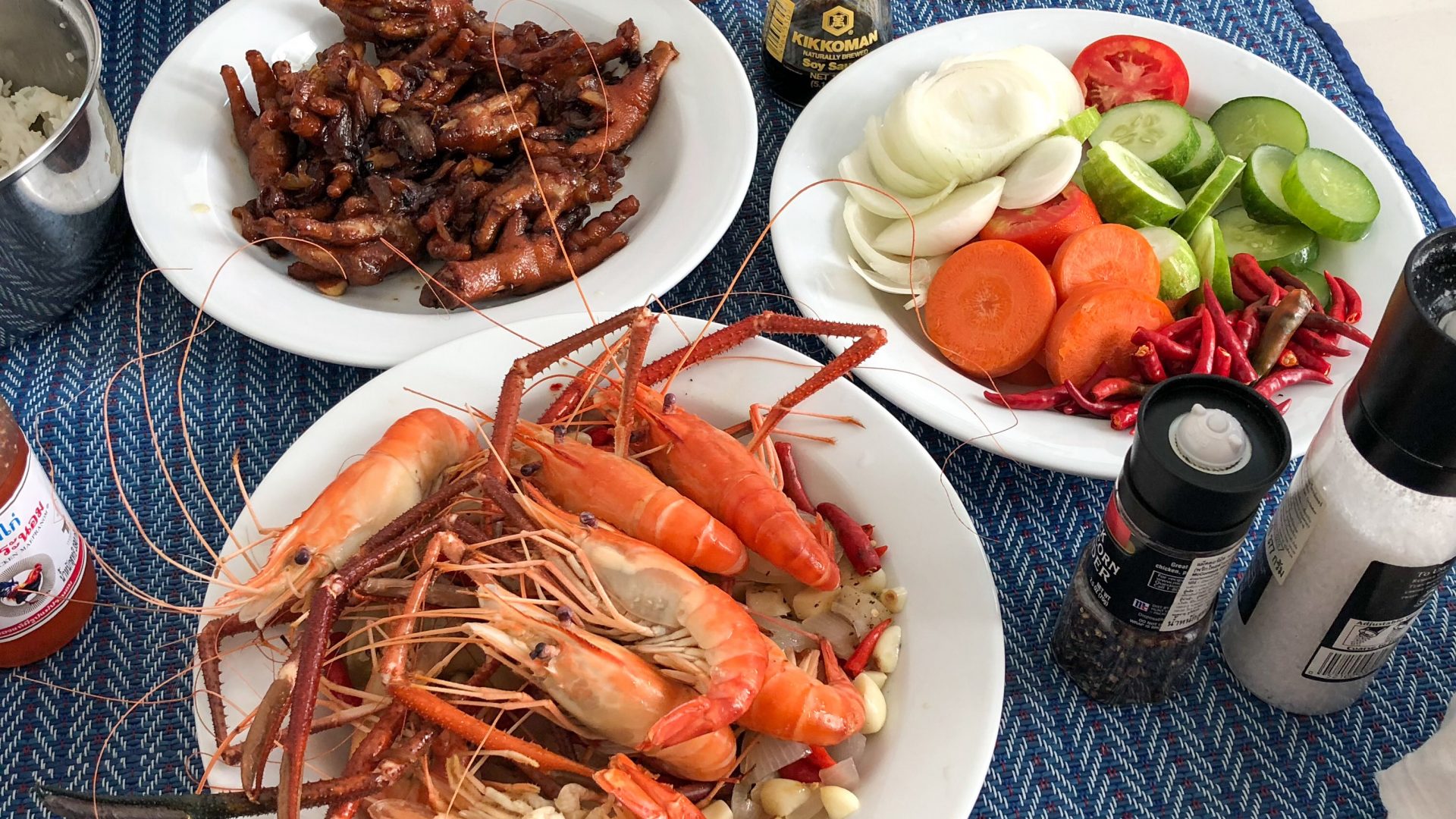 Chicken Feet Stir Fry and Shrimp Boil