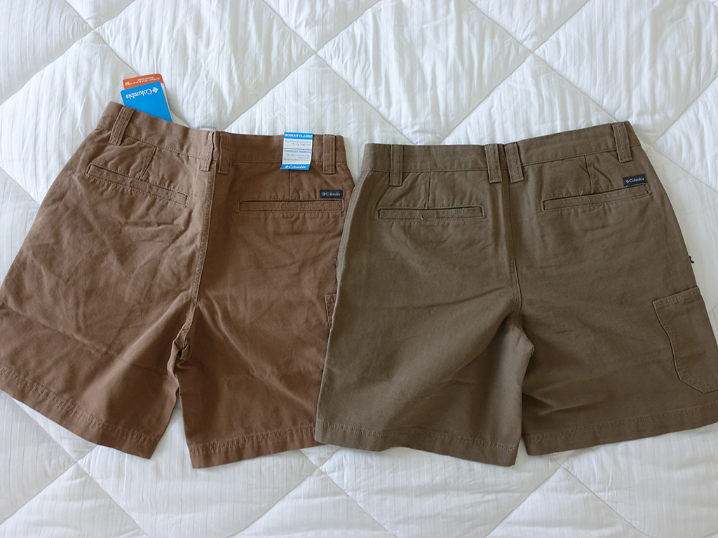 Columbia Roc II Shorts Delta Flax Color Comparison 8 Inch Back View Best Travel Clothing