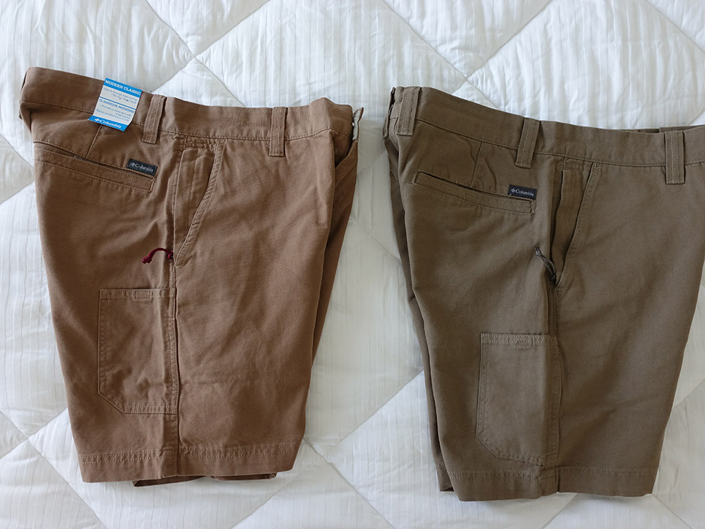 Columbia Roc II Shorts Delta Flax Color Comparison 8 Inch Side View Best Travel Clothing