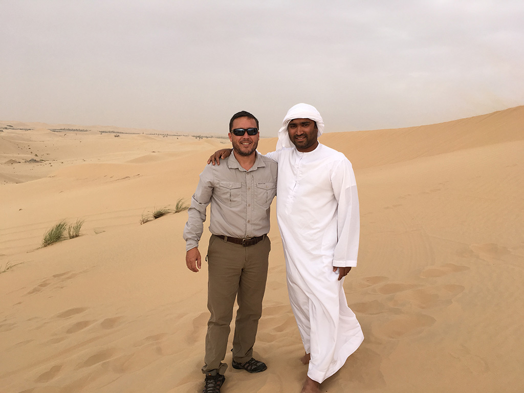 Desert Safari Tour Abu Dhabi Dubai UAE Photo With Our Driver Hussain