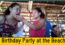 Forrest G.’s Birthday Party At The Beach Fatima Feeds Madi Birthday Cake