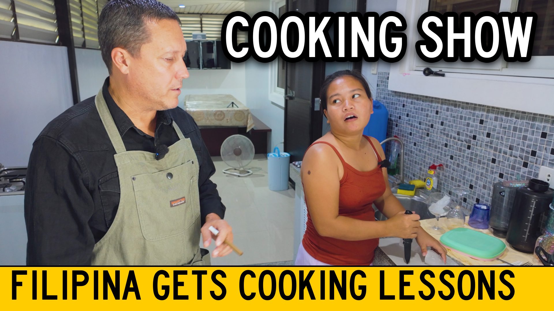 Filipina Gets Cooking Lessons from Husband