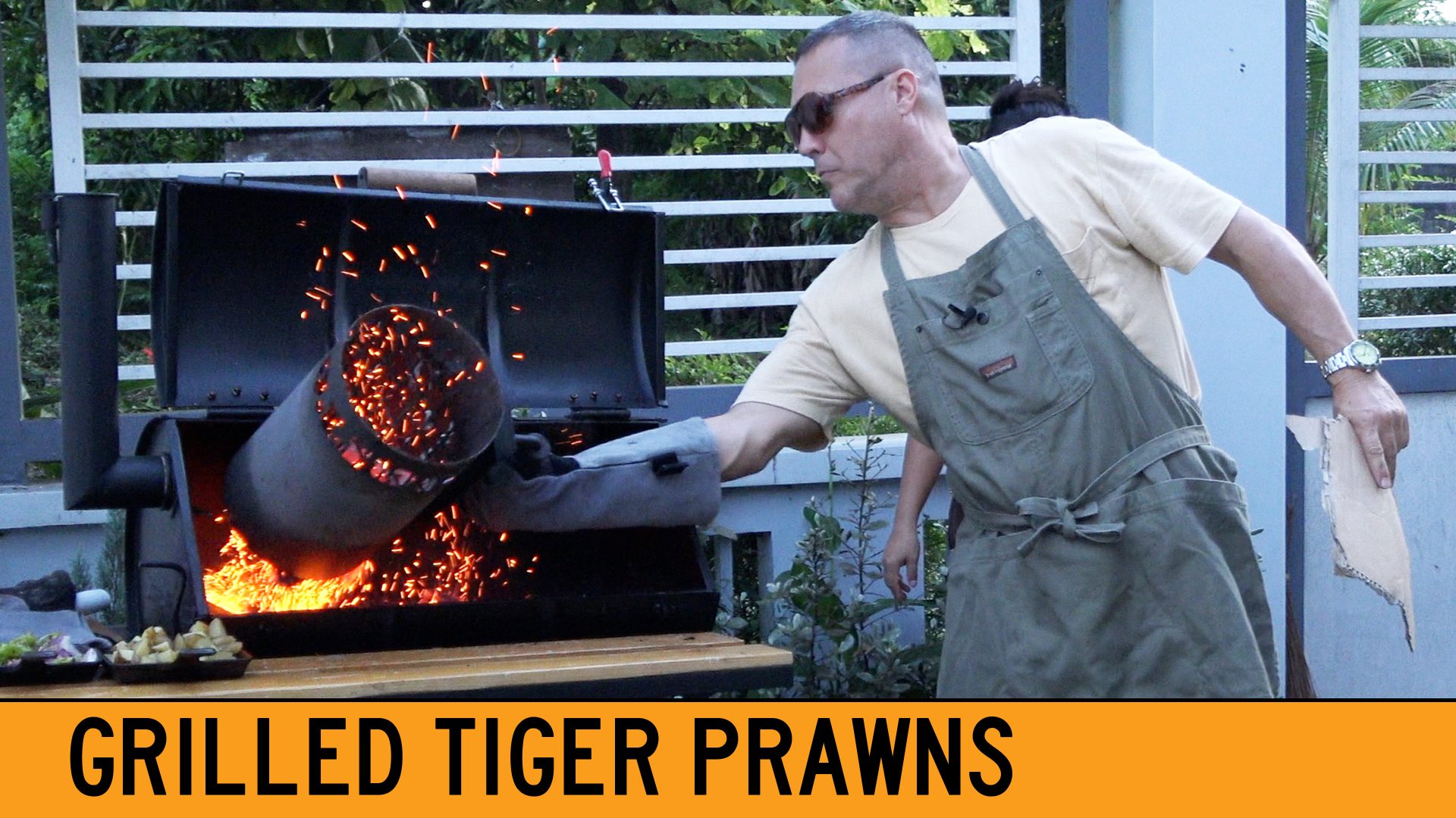 I'm Cooking Tiger Prawns and Fish on the Barbecue Grill