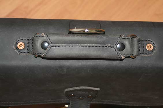 Handle of Saddleback Leather Thin Briefcase Carbon Black