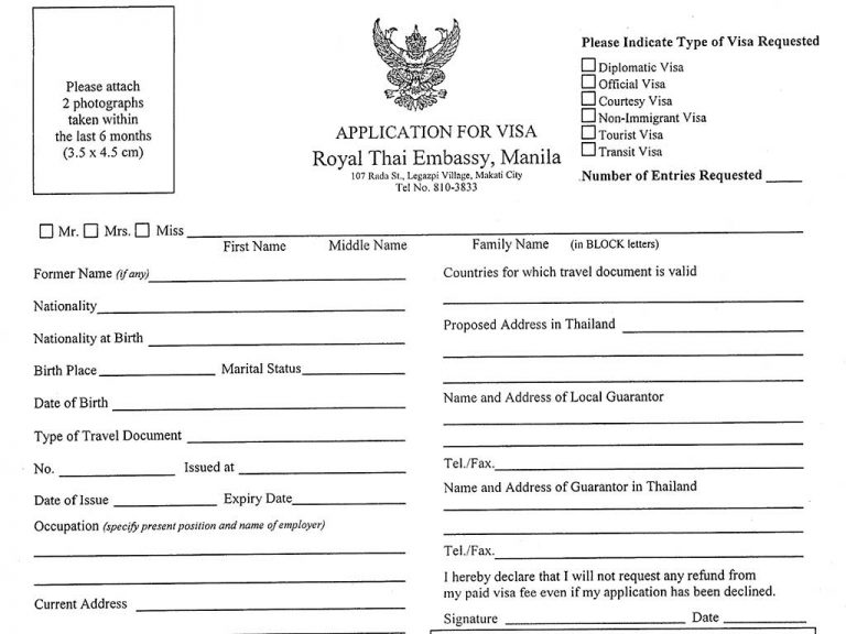 thailand travel visa application