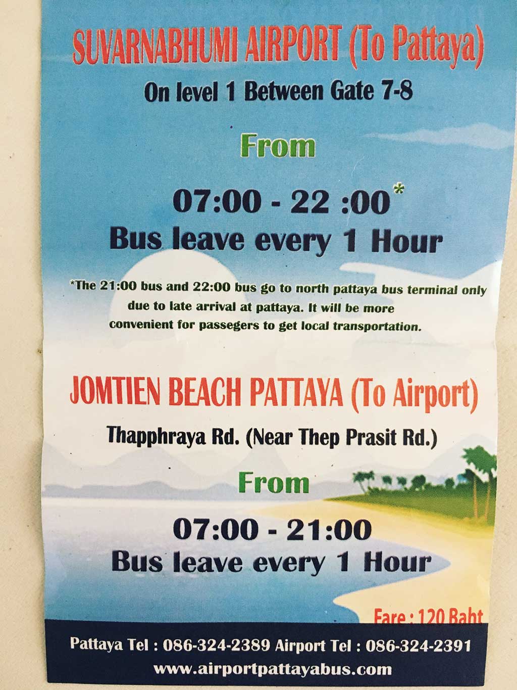 How to Get to Pattaya from Suvarnabhumi Airport for 120 Baht - Air-Conditioned-Bus - Schedule - Thailand