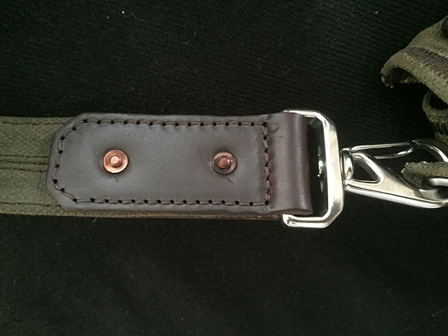 Indiana Gear Bag Saddleback Leather Mountainback Review - Copper Rivet Strap