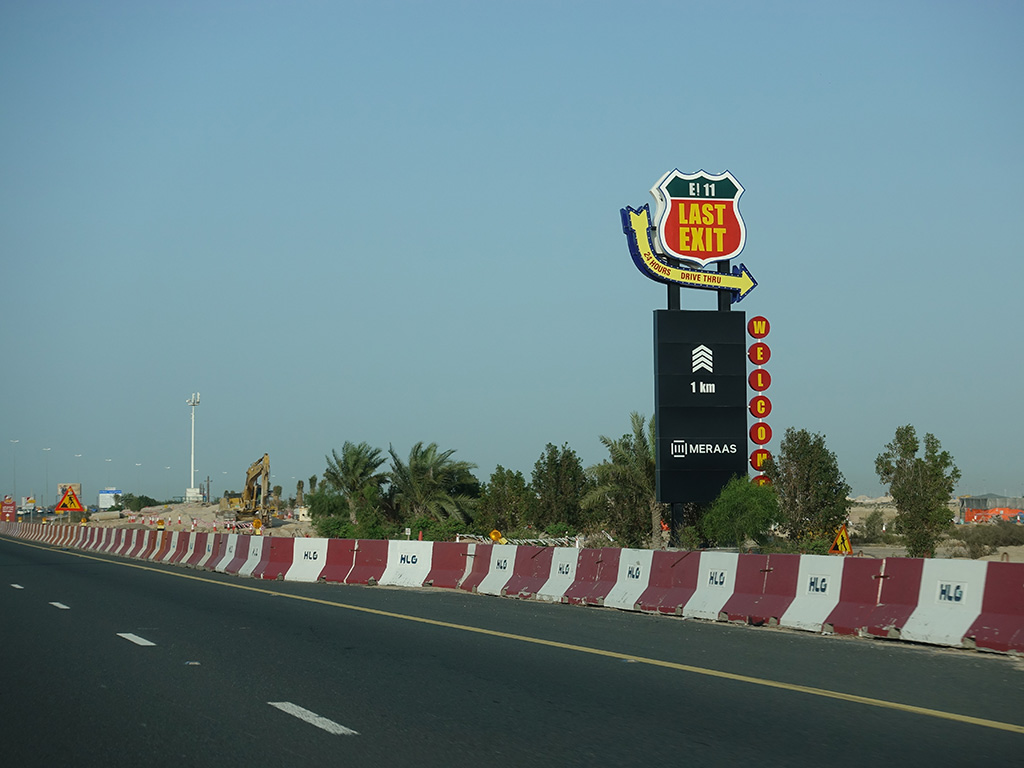 Last Exit Street Food Truck Park Dubai Abu Dhabi E11 Sign