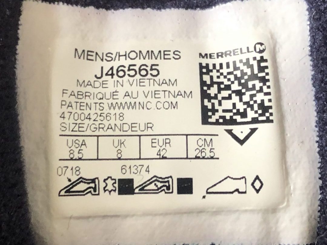 Merrell MOAB 2 Gore-Tex Navy Marine Interior Label