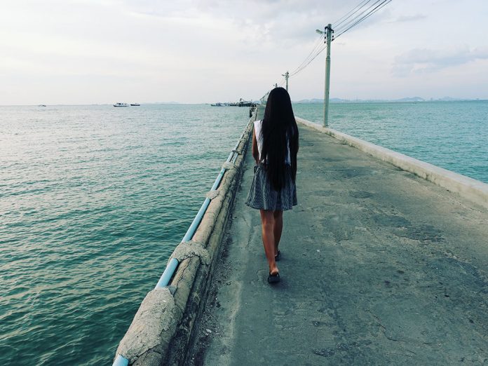 Pretty Girl Walking on the Pier - Naklua Fishing Pier - Pattaya, Thailand -Sony RX100 V Photography