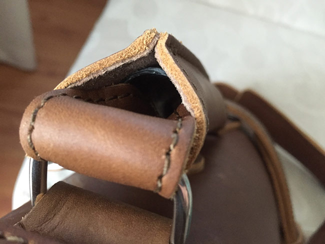 SaddlSaddleback Leather Classic Briefcase - Large - Tobacco - The Most Interesting Travel Bag - Closeup View of Handle