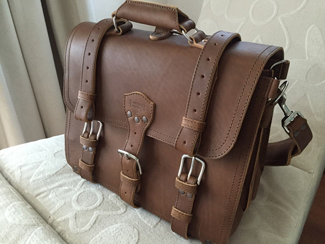 Saddleback Leather Classic Briefcase - Large - Tobacco - The Most Interesting Travel Bag - Front View