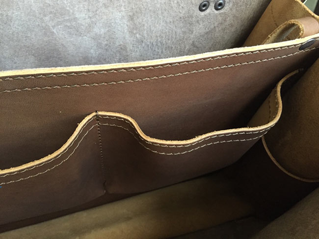 Saddleback Leather Classic Briefcase - Large - Tobacco - The Most Interesting Travel Bag - View of Inside Pockets