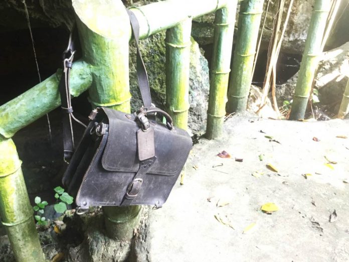 Saddleback Leather Thin Briefcase Travel Photos - Cave Exploring in the Philippines