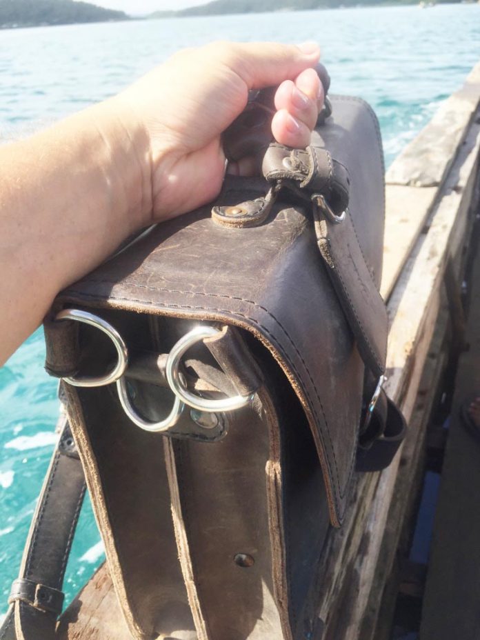 Saddleback Leather Thin Briefcase Travel Photos - Pump Boat - Philippines