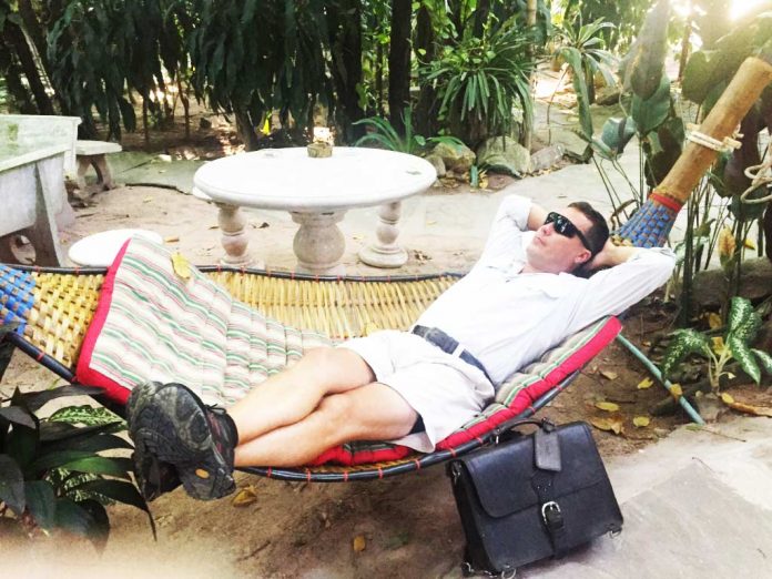 Saddleback Leather Thin Briefcase Travel Photos - Relaxing in a Hammock in Thailand