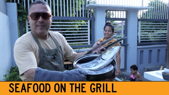 I'm Cooking Tiger Prawns and Fish on the Barbecue Grill