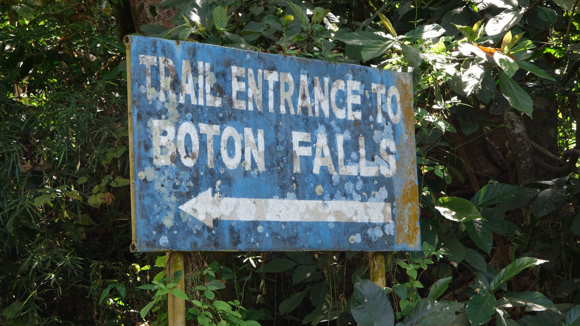 Sign for Trail Entrance to Boton Falls on SBMA Subic Bay Naval Base Philippines Hiking