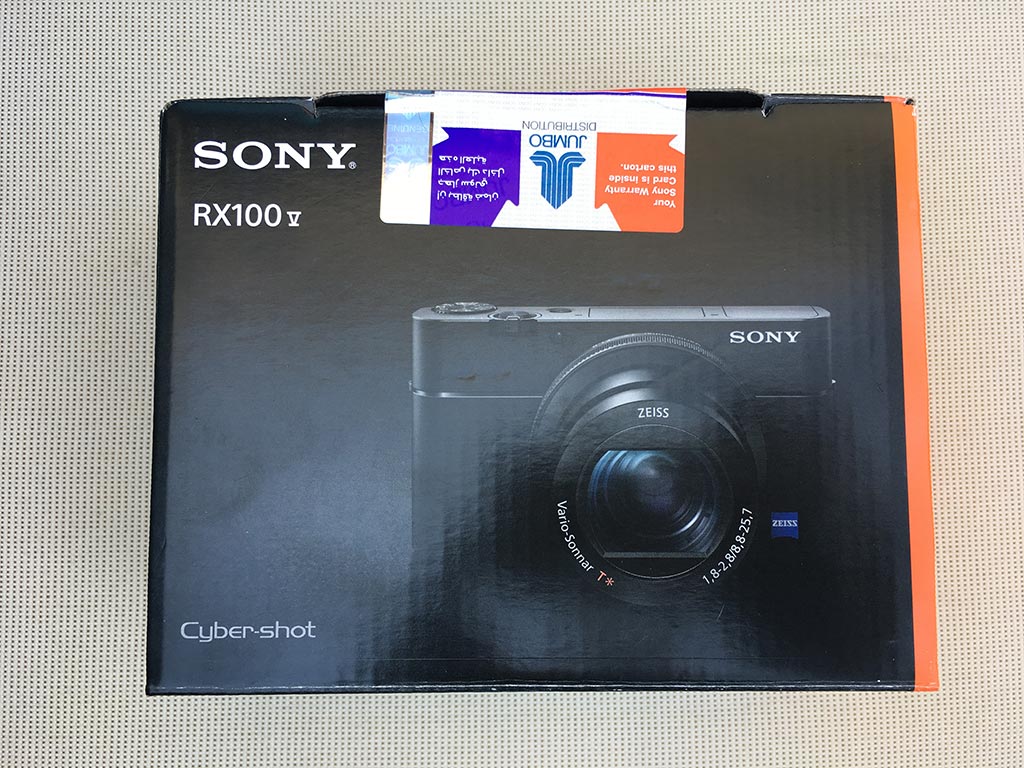 Sony RX100 V Unboxing Video - Front of Box